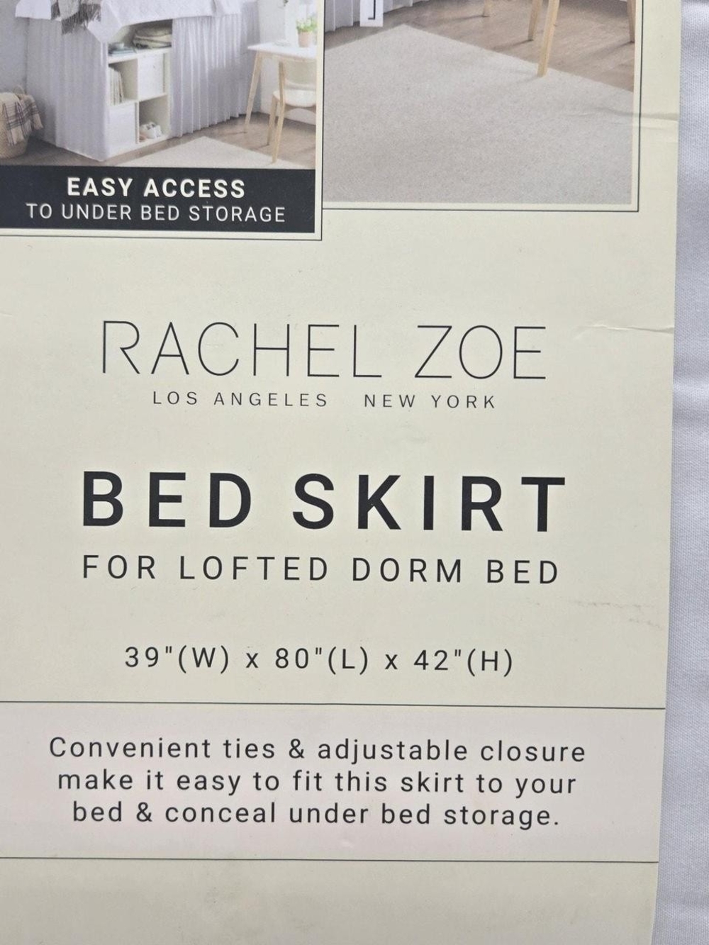 LOFTED BED SKIRT Rachel Zoe White 42" Drop TWIN XL. DORM LIFE. COLLEGE - Picture 2 of 4